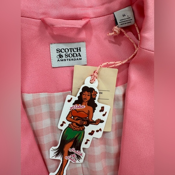 Scotch & Soda R’Belle Girls Blazer Coral Satin Finish Button Front Tailored - Picture 4 of 15